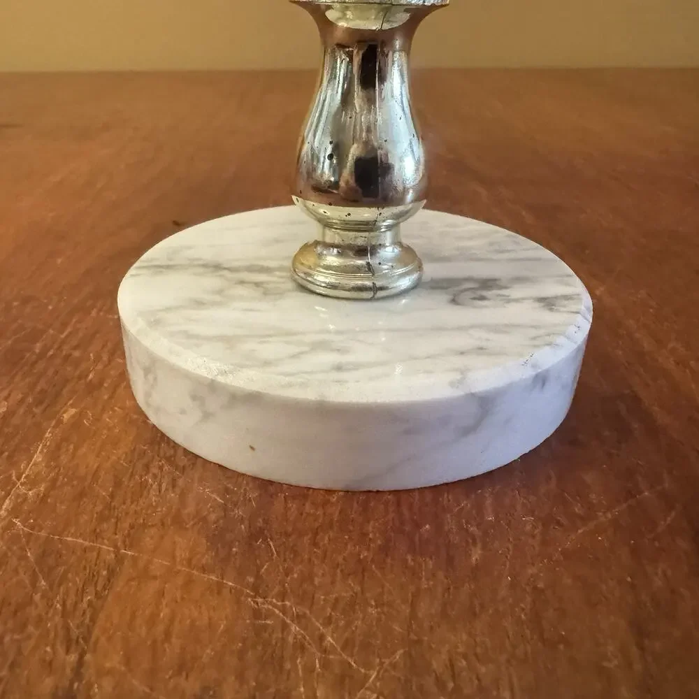 Vintage Hollywood Regency Crystal Compote Bowl Marble Base Italy 6”